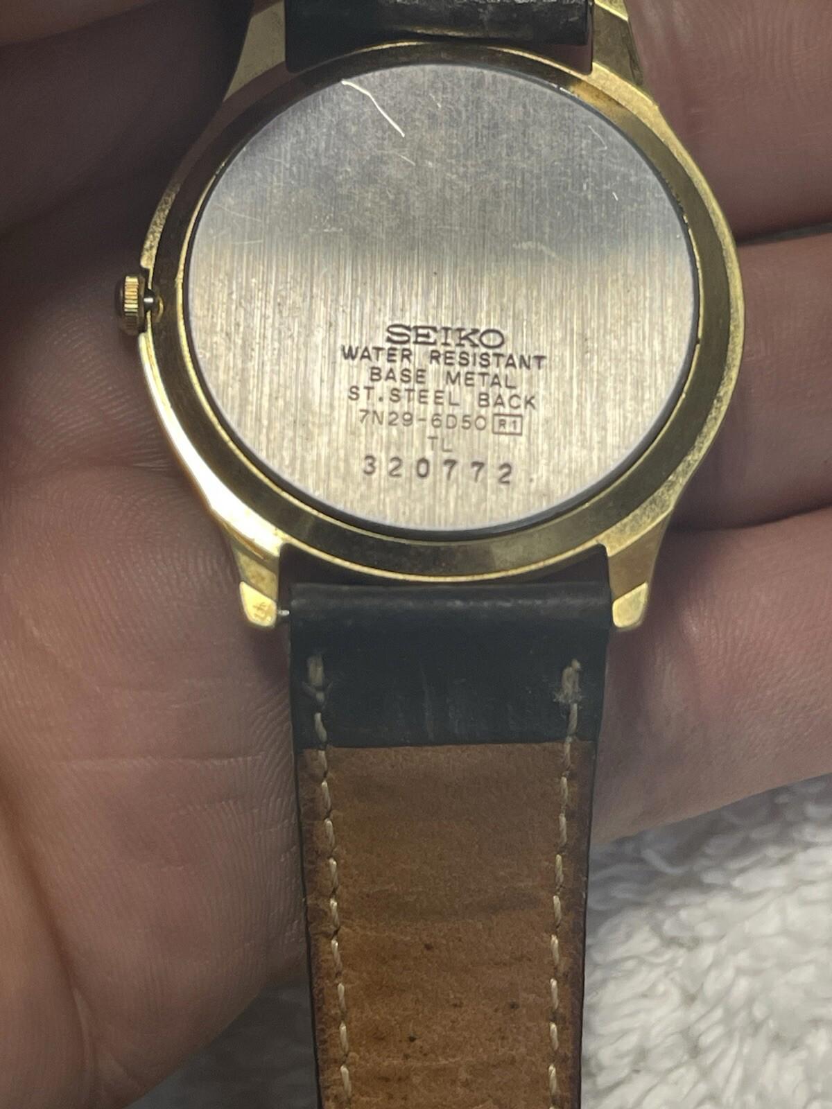 SEIKO black double ring case gold Roman hour (needs Battery And Wristband
