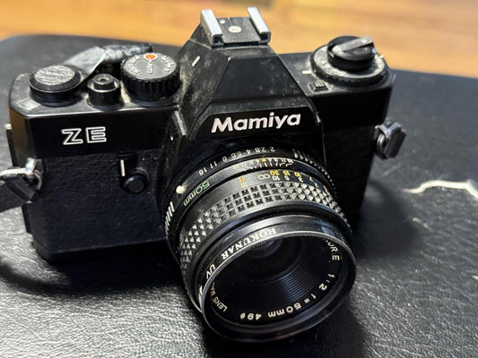 Mamiya ZE SLR 35mm Film Camera w/ Lens , Untested ,