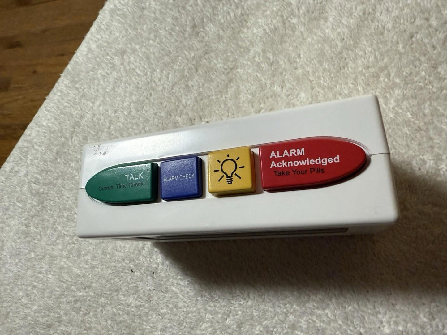 Talking Pill Reminder Clock with Loud, Easy Set, Multiple Alarms, No Power Cord