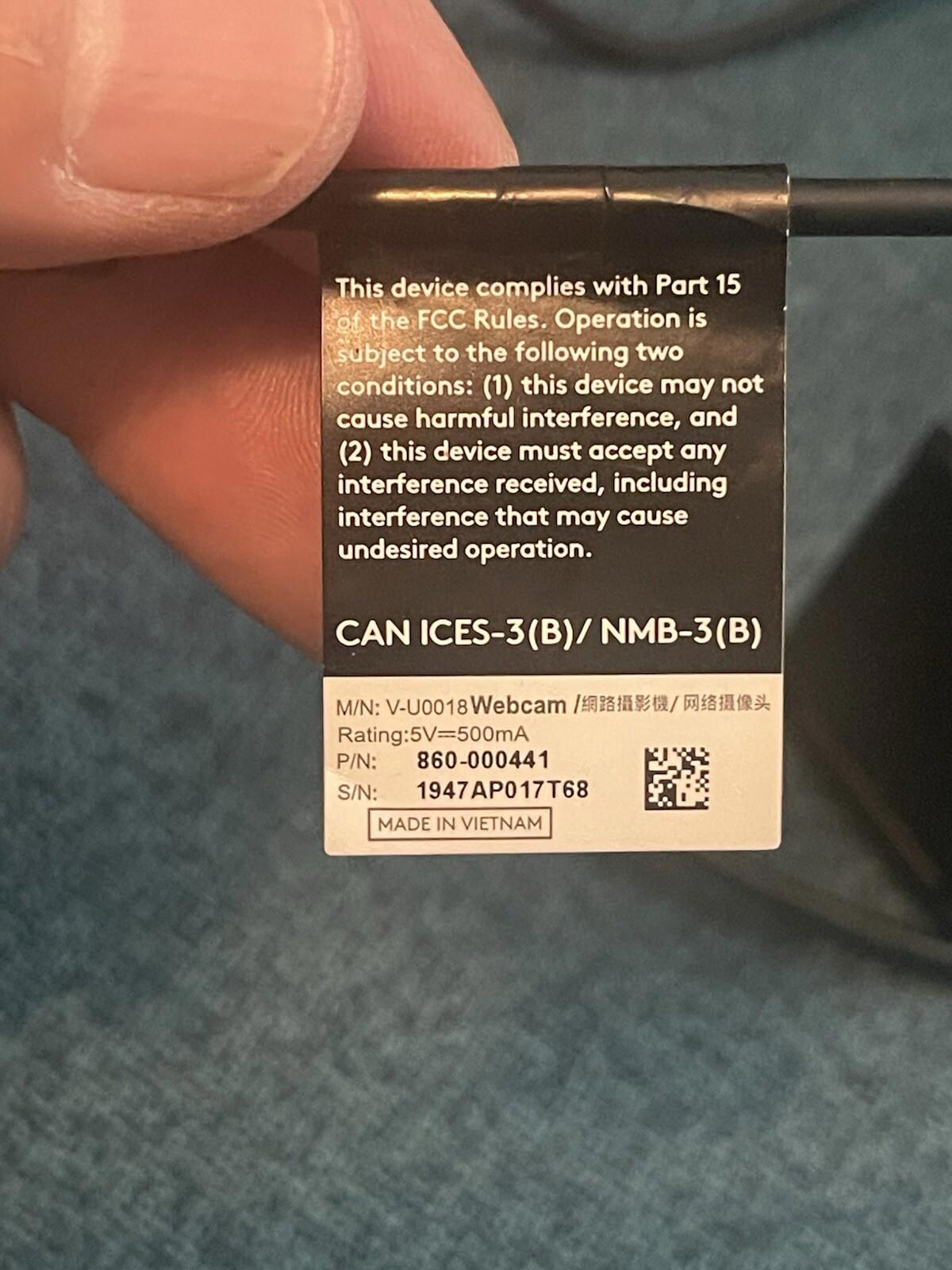 Logitech HD Webcam Black 720P 30FPS Video Web Cam Camera