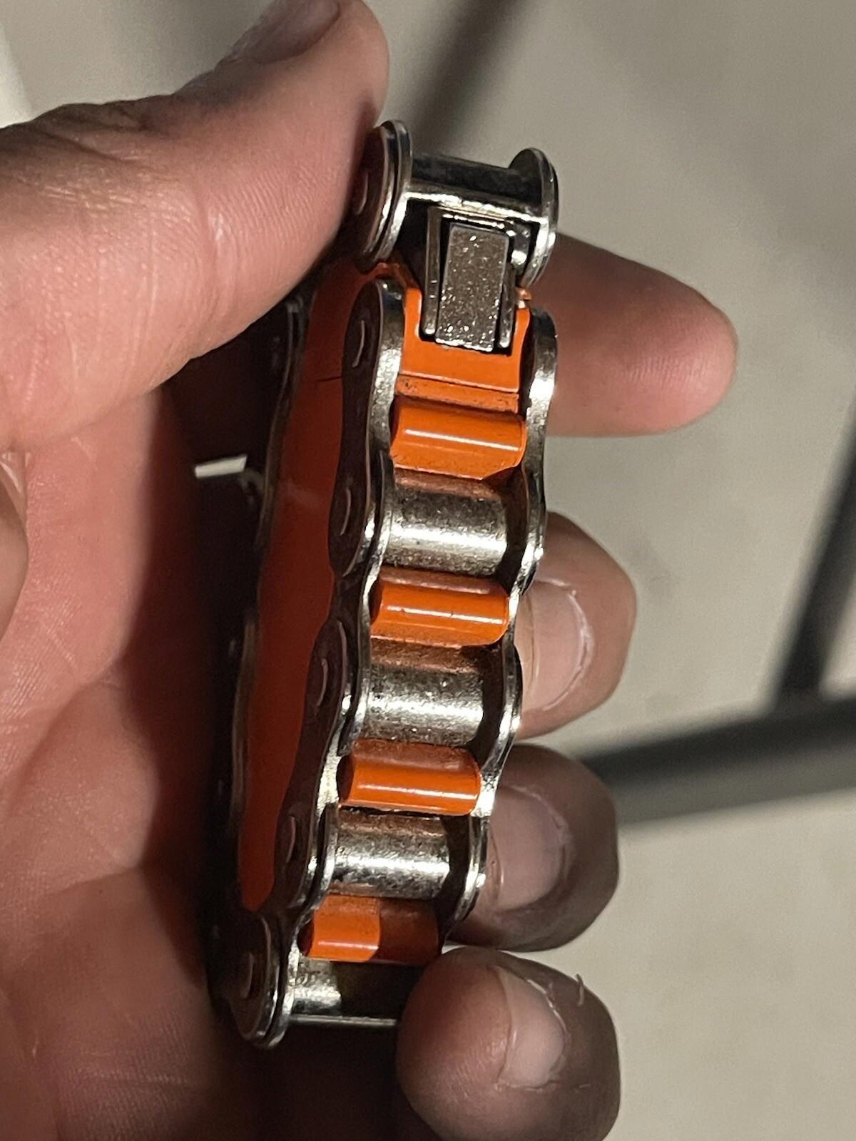 Vintage Automatic Cigarette Lighter Orange Bike Chain Link