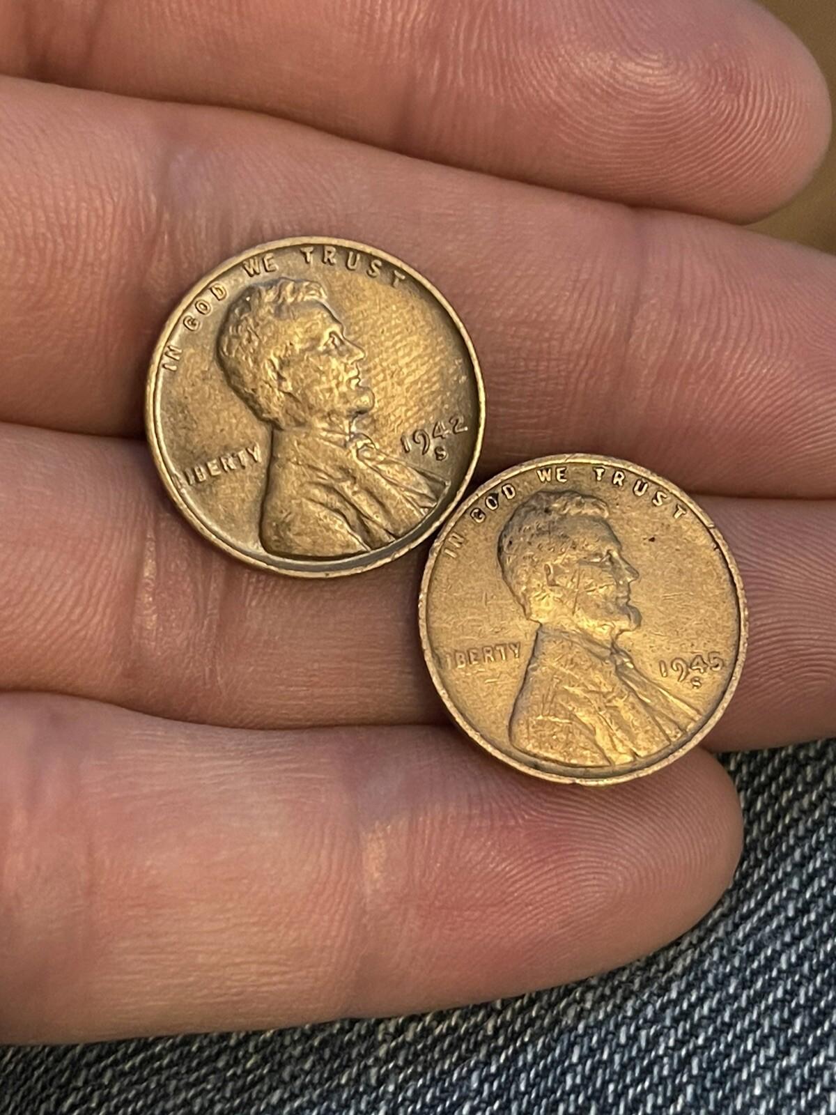 x2 one cent penny’s  1942 , 1945