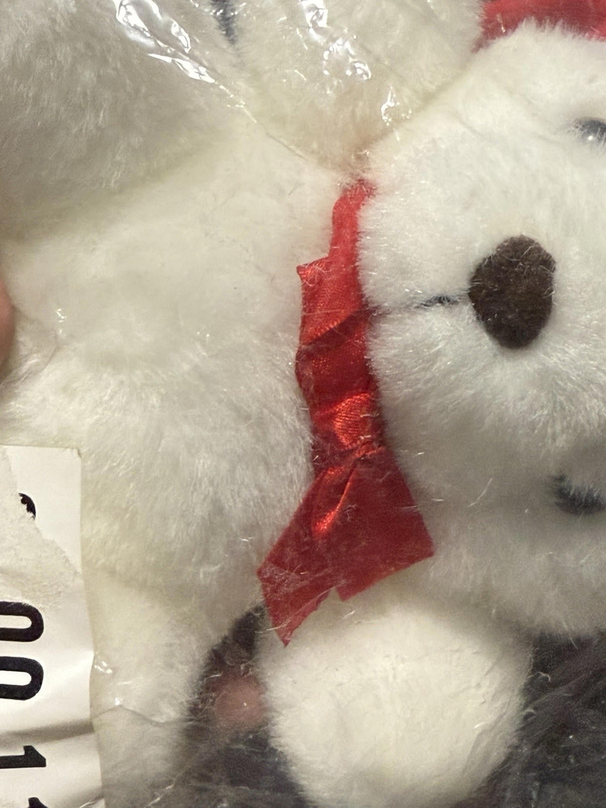 Vtg 1989 Santa Blair 7” White Christmas Teddy Bear Plush Toy Red Bow Hat New