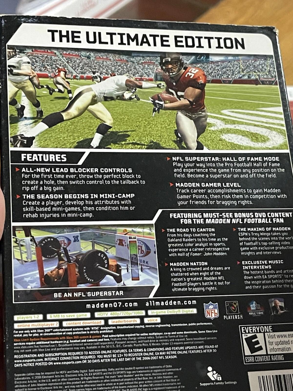 Madden NFL 07 Hall of Fame Edition Microsoft Xbox 360 System Game