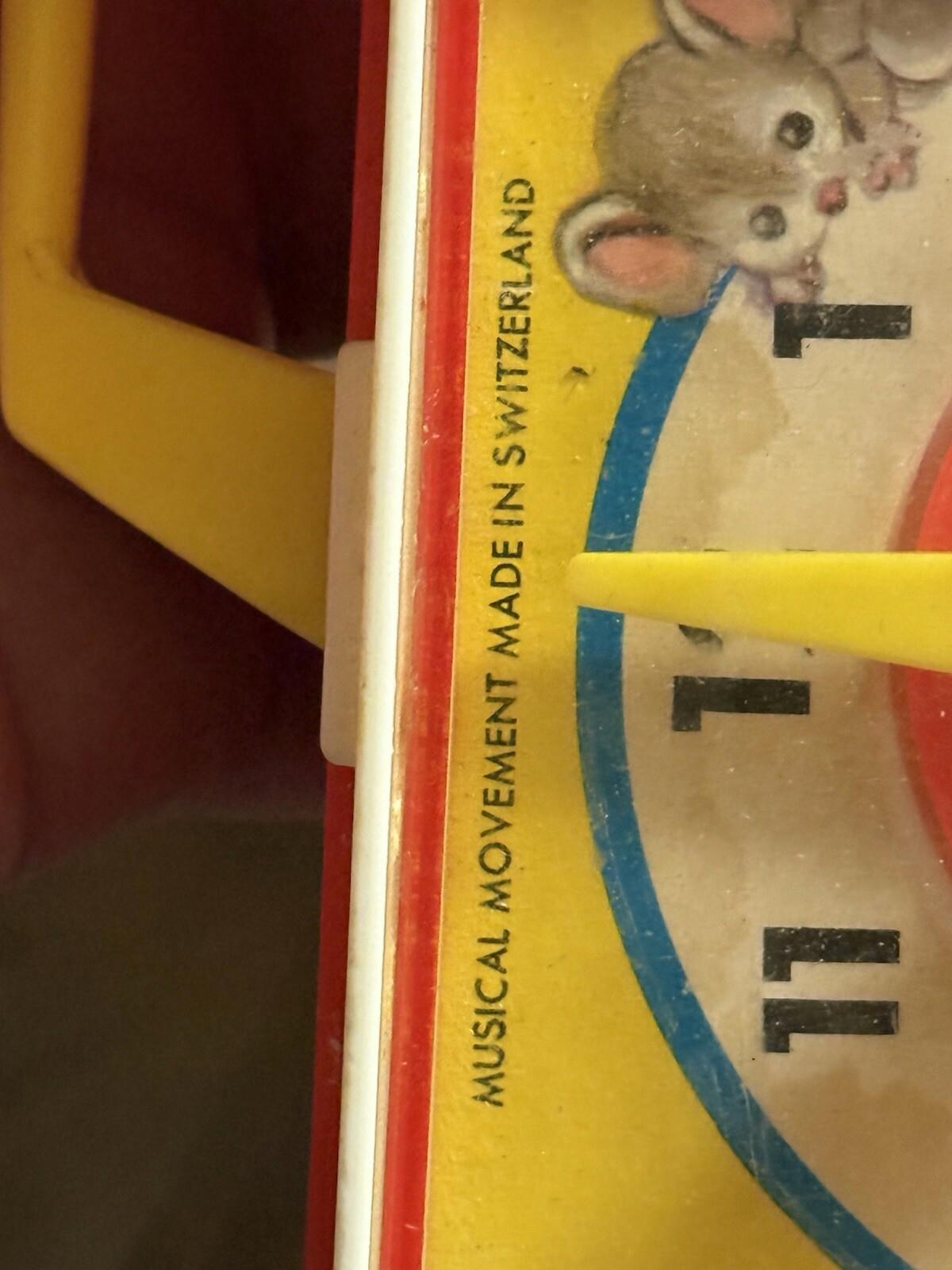 Fisher Price Vintage 1964 Clock Radio Music Box Hickory Dickory Dock Wind Up