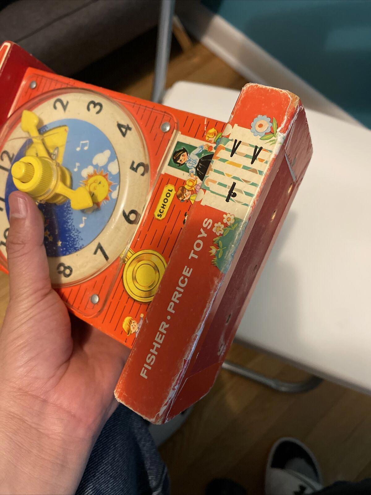 FISHER PRICE: Music Box Teaching Clock, Vintage toy, Rare, ORIGINAL, Kids