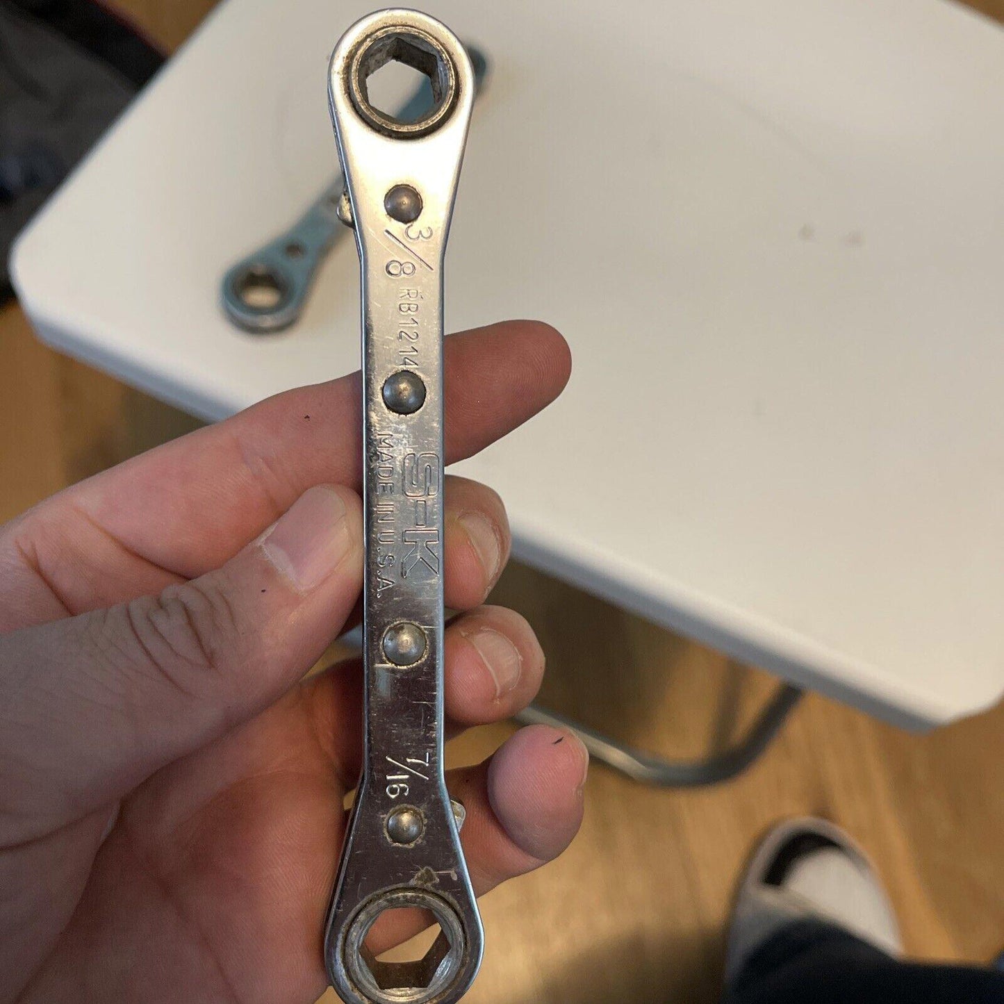 Vintage X2 , S-K  SAE  Ratcheting Box End Wrenches- 6pt- RB1618,RB1214 (12)