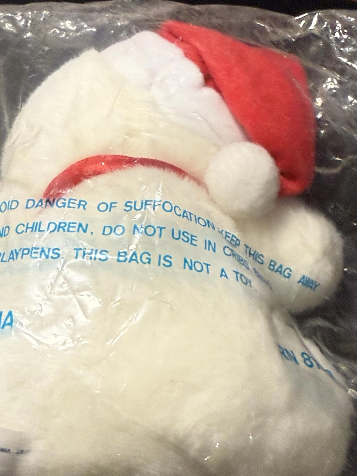 Vtg 1989 Santa Blair 7” White Christmas Teddy Bear Plush Toy Red Bow Hat New