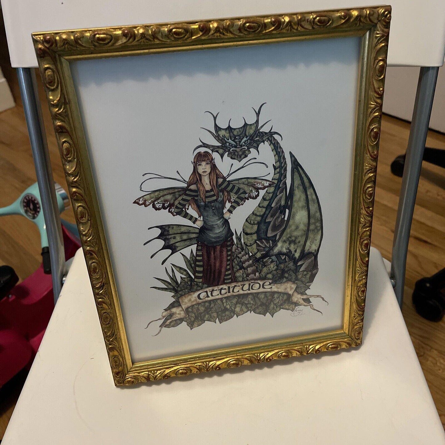 Dragon & Female Attitude picture 11 by 8 , in nice frame