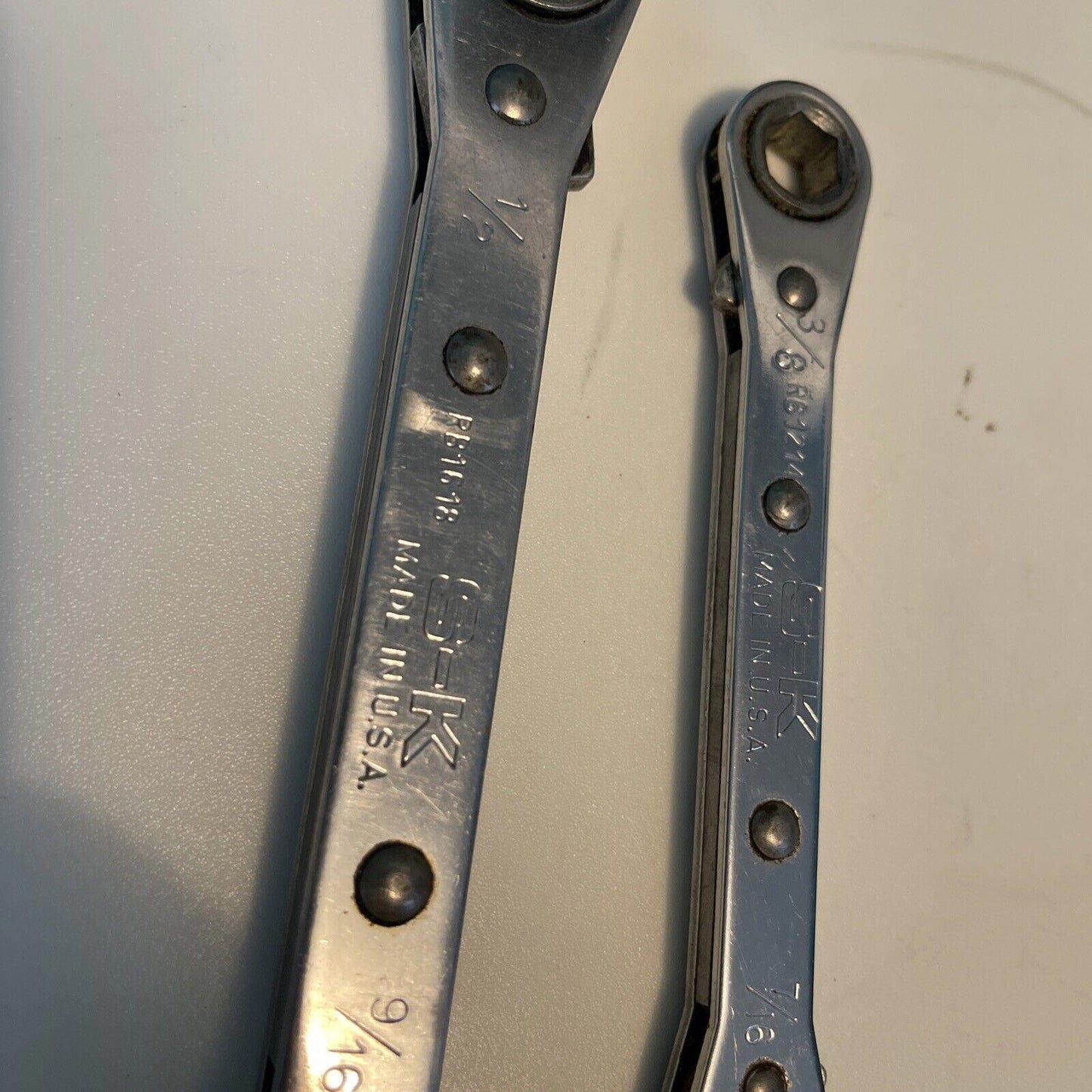 Vintage X2 , S-K  SAE  Ratcheting Box End Wrenches- 6pt- RB1618,RB1214 (12)